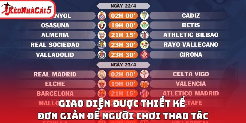 Giao diện được thiết kế đơn giản để người chơi thao tác